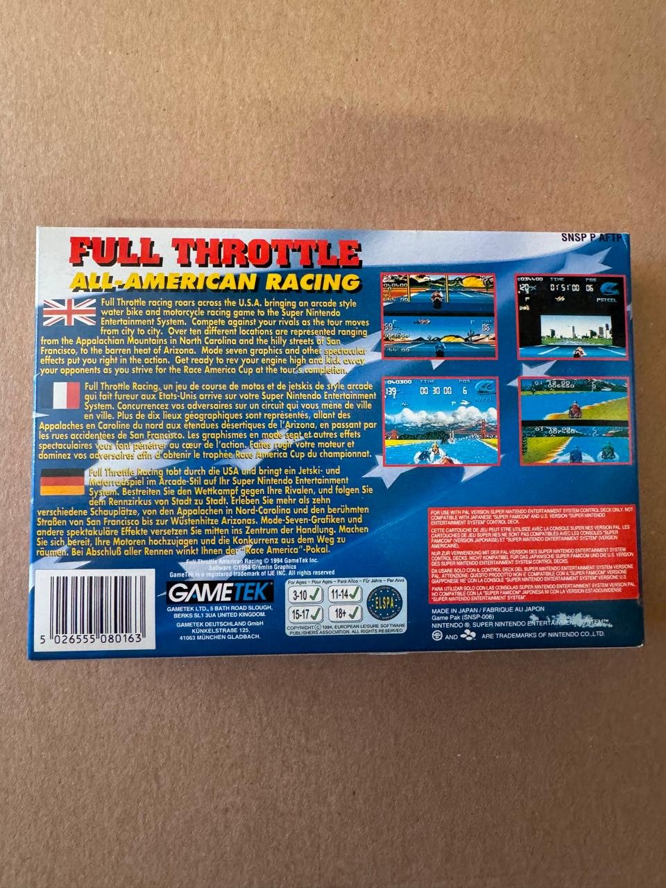 Full Throttle: All-American Racing - Super Nintendo